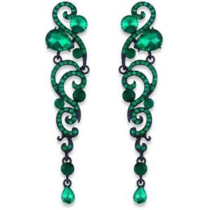 Long Emerald Vintage Style Earrings for Prom Homecoming Wedding Formal Event
